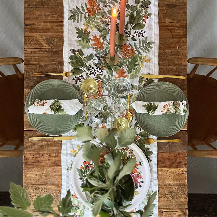 Pellava servetti Autumn - Syksyn lehdet - Image 4