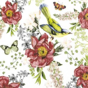 Servetti Bird and Roses 33 x 33 cm