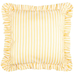 Tyynynpäällinen joka sopii ulkokäyttöön Röyhelo raita keltainen 50 x 50 cm