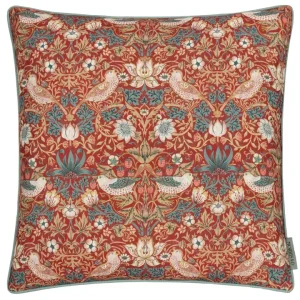 Tyynynpäällinen joka sopii ulkokäyttöön William Morris Strawberry Thief Punainen 50 x 50 cm