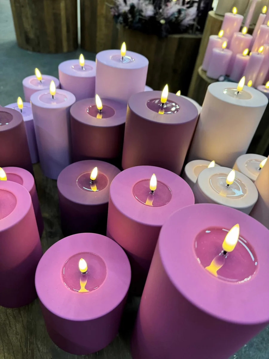 Led-kynttilä ulkokäyttöön Aniliininpunainen (Magenta) halk. 7,5 cm - Image 6