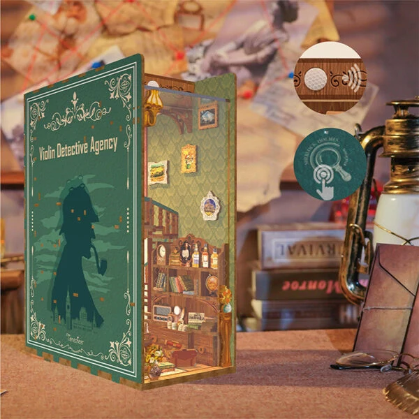 DIY Minimaailma kirjahyllyyn - Violin Detective Agency Book Nook - Image 3