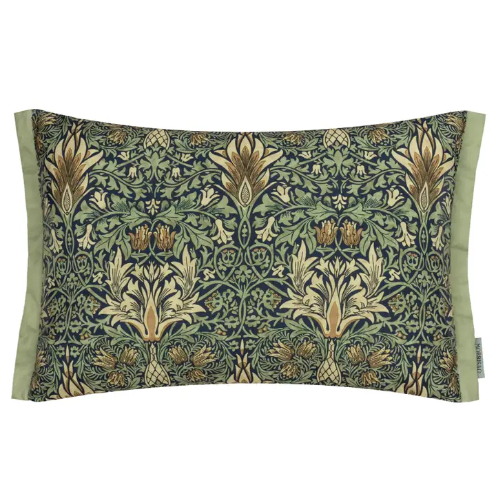 Tyynynpäällinen joka sopii ulkokäyttöön William Morris Snakeshead sinivihreä 40 x 60 cm
