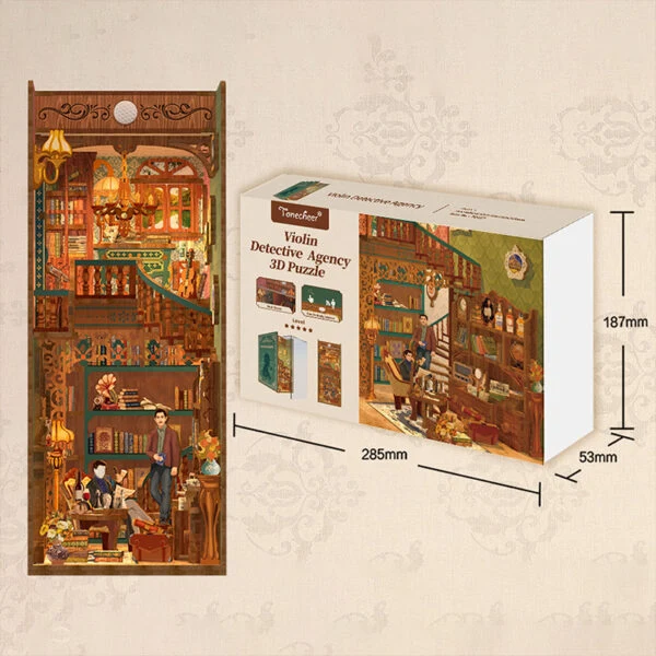 DIY Minimaailma kirjahyllyyn - Violin Detective Agency Book Nook - Image 4